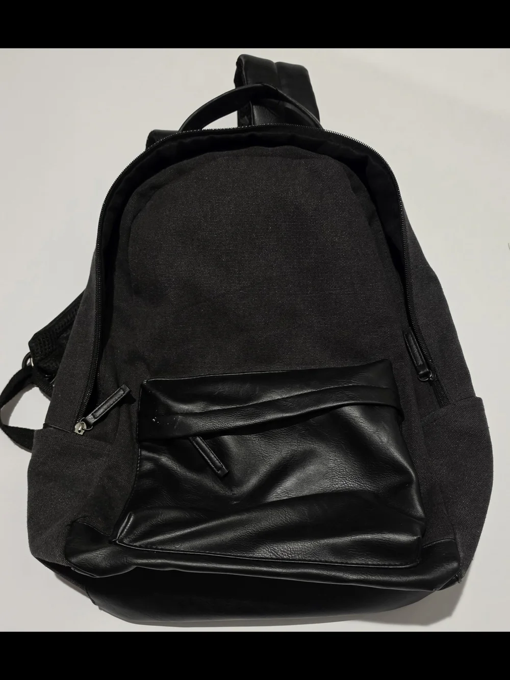 Men's Black/Charcole Canvas & Faux Leather Backpack - PX Clothing